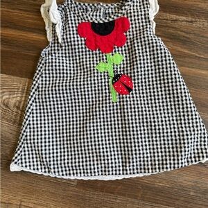Good Lad Black and White Checkered Dress with Red Ladybug